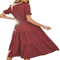 Ženske haljine čišćenje Maxi bez rukava slobodna linija cvjetna halter ljetna haljina crvena 5xl