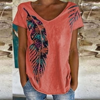 -Hirts za ženske ležerne vintage cvjetni print Kampiranje cvjetni print Solid Color Crew majica kratkih rukava Top bluza Top bluza