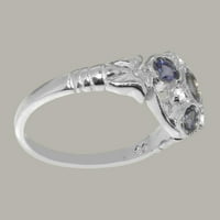 Oblik srca London Blue Topaz Solitaire Promise Prsten sa dijamant, 14k žuto zlato, US 4.00