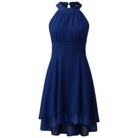 Ženske ljetne haljine za žene Boho kratki rukav Srednja dužina V-izrez na večernjim rukavima odmorna haljina plava XL