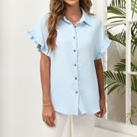 Azrijski ženski vrhovi, modni ženski ljetni V-izrez za rukav s kratkim majicama prodaja bluza
