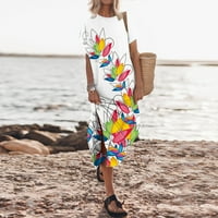 Ljetne haljine Ženske ljetne haljine plaže kratki rukav patchwork ispis a-line party midi casual sandress