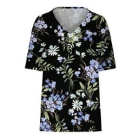 Hesxuno ljetni vrhovi za žene, modne žene New Style Butterfly tiskane košulje Slatko od ramena kratkih