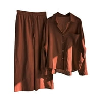 LUMENTO TODDLER Hlače Fleece obložene pantalone u boji udobne duge pantne elastične struine dno tamno