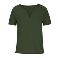 Thirts majice za žene, plus veličina bluza Ženske modne ljetne vrhove V izrez Slobodne gumbe s kratkim