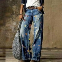 Hanas vrhovi ženske modne casual gumb s dugih rukava Vintage Print T-majice za bluzu ljubičasta xxxl