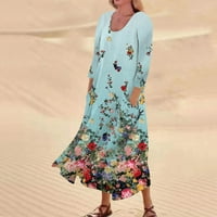 LMTIME ženska ljetna casual ženska ležerna ljetna haljina cvjetna bez rukava cvjetni print V izrez visok