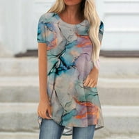 Majice za rukav Oalirro za žene Crewneck cvjetni print ljetni vrhovi s