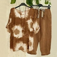 Žene casual majica kratkih rukava dolje majice Ljeto pamučne čvrste boje Top bluze s džepovima svijetlo