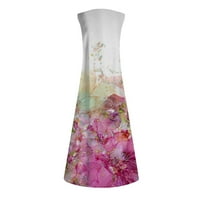 Ljetne haljine za žene Midi haljina modna tiskana kratki rukav A-linijski s V-izrezom Dnevna haljina