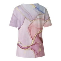 Yuwull ženske košulje s kratkim rukavima V Vrat na vratu Dolje Dolje Majica dolje Ljeto Loose Fit majice Bluze za žene Dressy Whirt