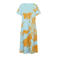 Haljine za žensko casual bez rukava kvadratni dekolte cvjetni sunčani haljina haljina 3xl