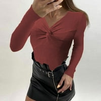 TKLpehg ženske majice Trendy casual crewneck pulover vrhove grafički tee dugih rukava majice dame jesen