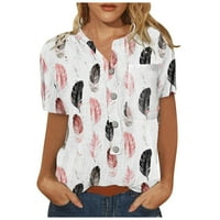 Cleance Womens Ljetni vrhovi bluza s čvrstim rukavima, kafe casual ženska labava bluza za vrat, kaki,