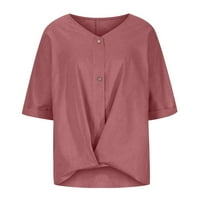 Žene patentni zatvarač casual svakodnevne majice V izrez kratki rukav majica TEE TOP TUNIC Slim bluza