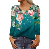 MLQIDK Ljetni vrhovi za žene rukav cvjetni t majice posada bluza za vrat modna casual pulover proljeće