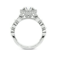 2.10ctw Natural Diamond i Moissite Halo Bezel 18K bijeli zlatni zaručni prsten