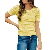 Ženska Uskršnja slatka zeko štamparija labava majica rukav okrugli vrat casual bluza na vrhu žute xxl