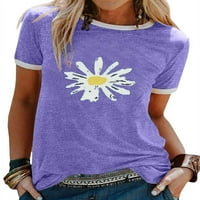 Ženski ljetni vrhovi bluza Žene kratki rukav casual grafički grafički otisci Košulje Henley plava m