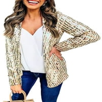 Oieyuz Cardigan za žene lagani dugi rukav okrugli kaput sa džepom Trendy Striped ispisanom jaknom