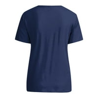 Ženski poslovni casual vrhovi Ispiši kratki rukav Rad V-izrez Top Bluse Plain majice za žene