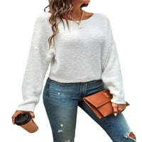 Yuwull Plus veličine za žene, ženska casual labava puna boja, majice T dugi rukav bluze s džepovima