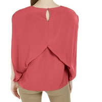 Ženske košulje Ženska modna casual bluza plus veličina Čvrsta majica V-izrez kratki rukav top crveni xxxxxl