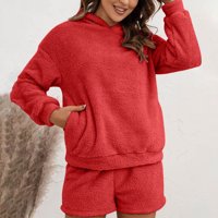 Pzuqiu Casual Women Pidžama setovi dvodijelnog omotačkog pulover na vrhu labavih ugradnje hlača dna,