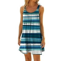 Sanviglor Ladies majica TUNIC Ljeto Sundress ruffled kratke mini haljine Ležerne prilike za odmor Plavi