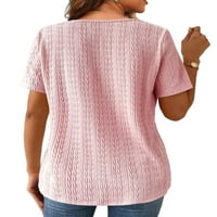 Ženske bluze Ženske pulover okruglog vrata u okruglim kratkim kratkim rukavima, majica s kratkim rukavima,