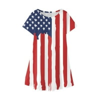 Paille dame Ljeto vrhovi Američka zastava Majica s rukavima Henley Majica Labavi odmor Tunic Bluza Crna