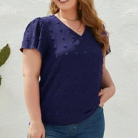 Ženski rukavi V-izrez na vrhu pamučne majice od tiskane majice casual labave bluze