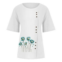 USMIXI Ženske košulje V-izrez kratki rukav Patchwork Ljeto Slatka vrhova Četvrtina patent zatvarača
