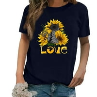 Lovskoo ženski cvjetni print vrhovi ženskih ljetnih majica s dugim rukavima Zip casual tunika V-izrez