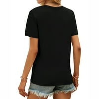 Mikilon Womens V izrez T majice Ljetne vrhove kratkih rukava cvjetna majica Ležerna strana Split Tunic